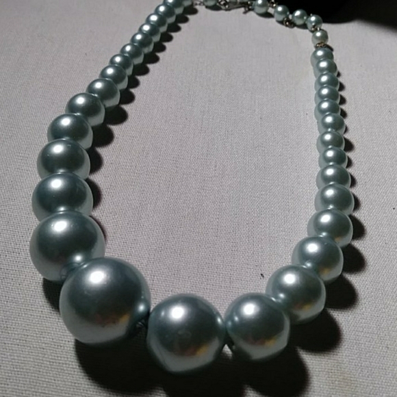 Baby Blue Large Bead Necklace - Picture 2 of 5